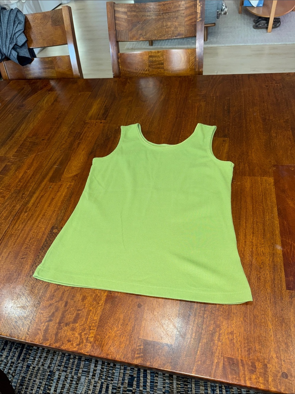 Classic Elements Sleeveless Green Tank Top - Classic Ribbed Knit